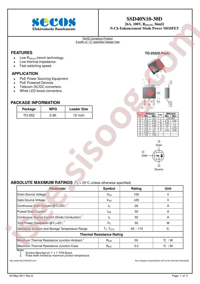 SSD40N10-30D