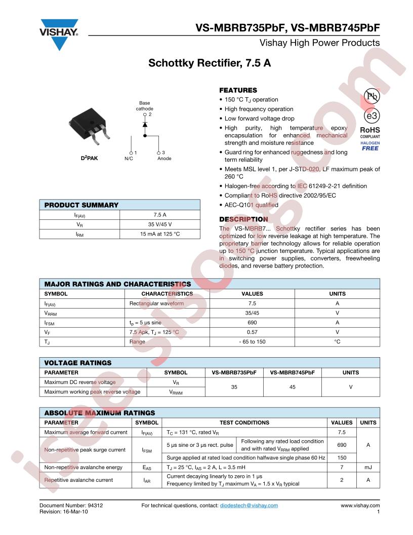 VS-MBRB745PBF