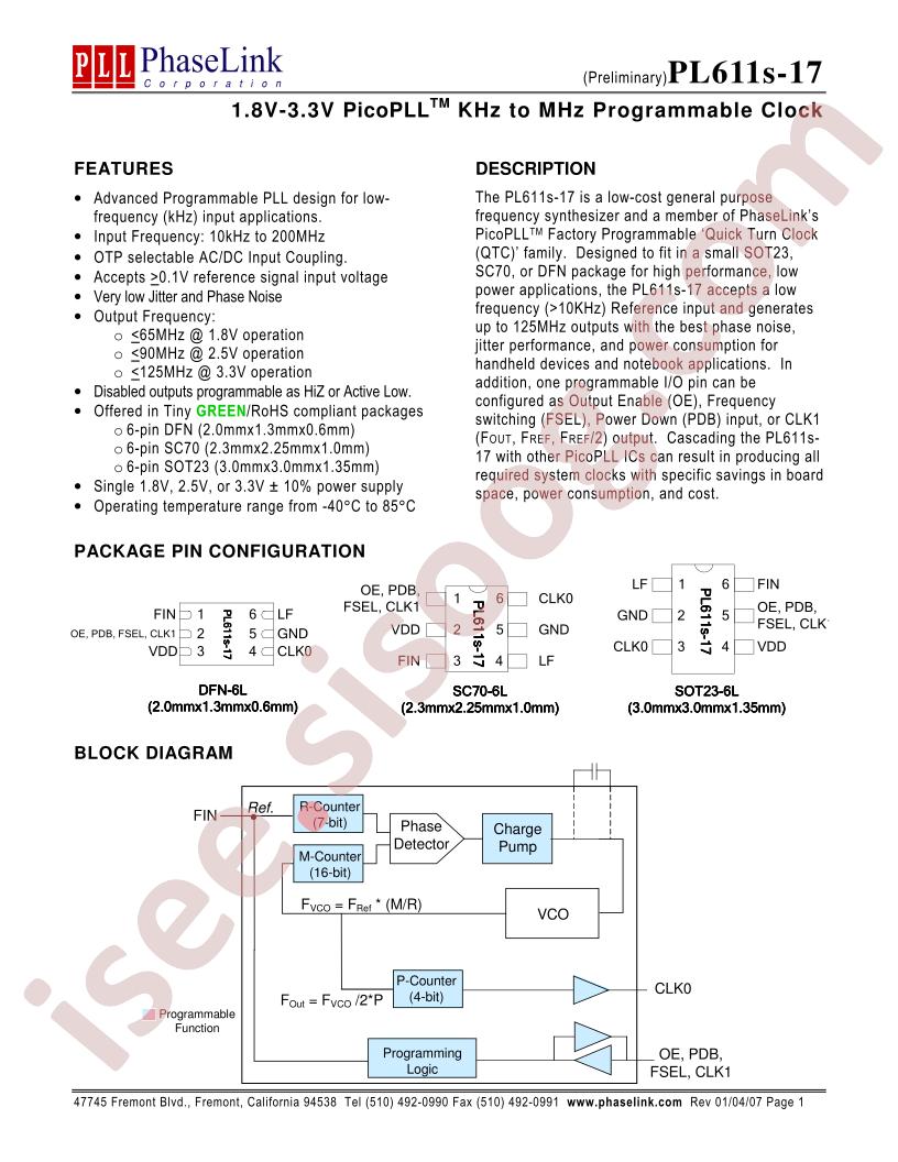 PL611S-17-XXXTC-R