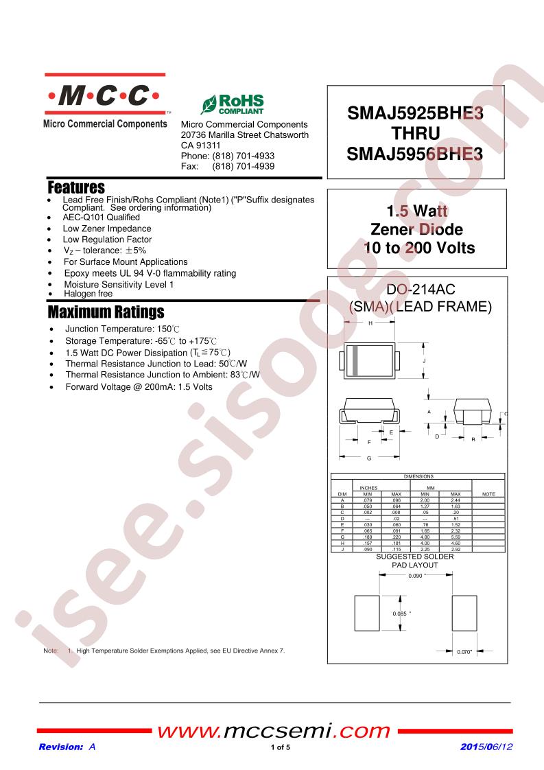 SMAJ5925BHE3