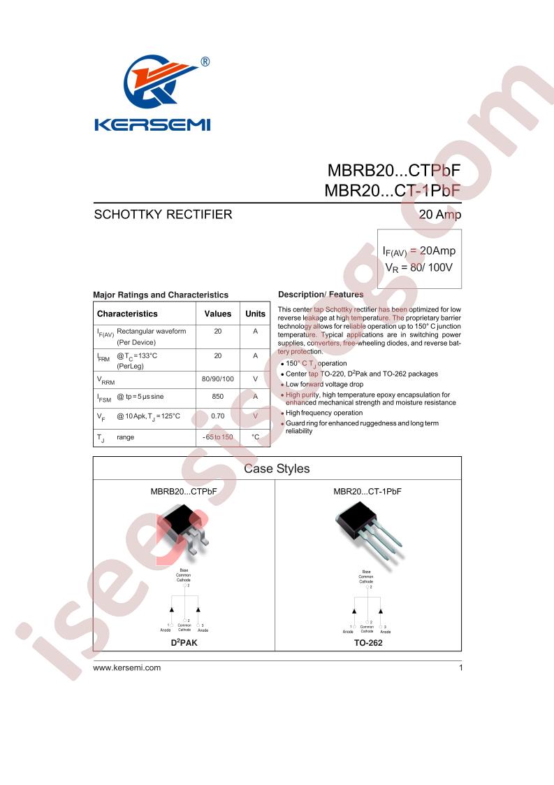 MBR2080CT-1PBF