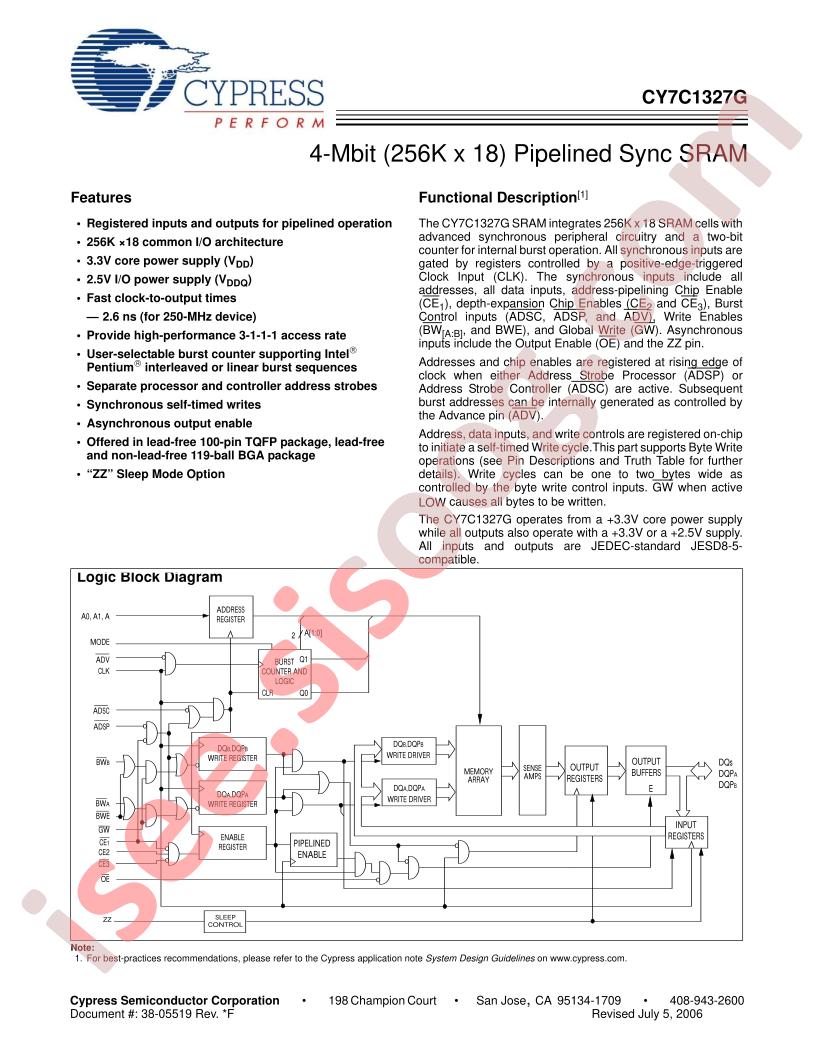 CY7C1327G-133AXC