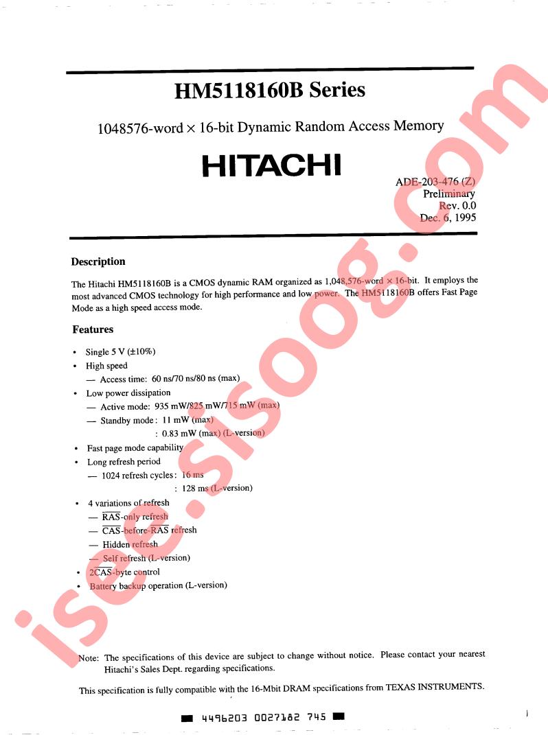 HM5118160BTT-7