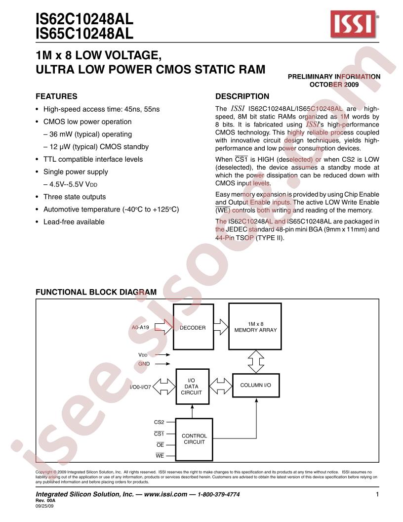 IS65C10248AL-55MLA3