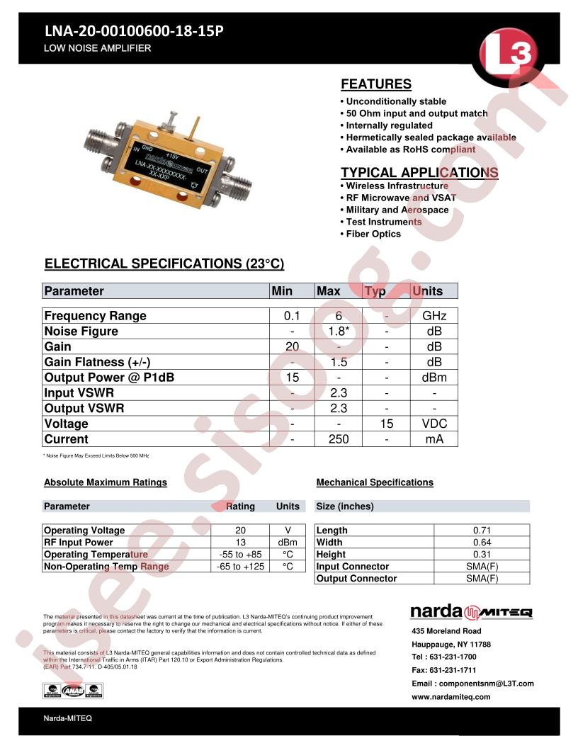 LNA-20-00100600-18-15P