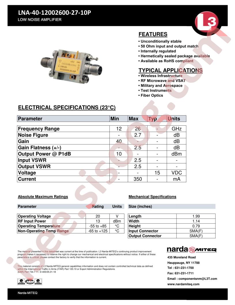 LNA-40-12002600-27-10P