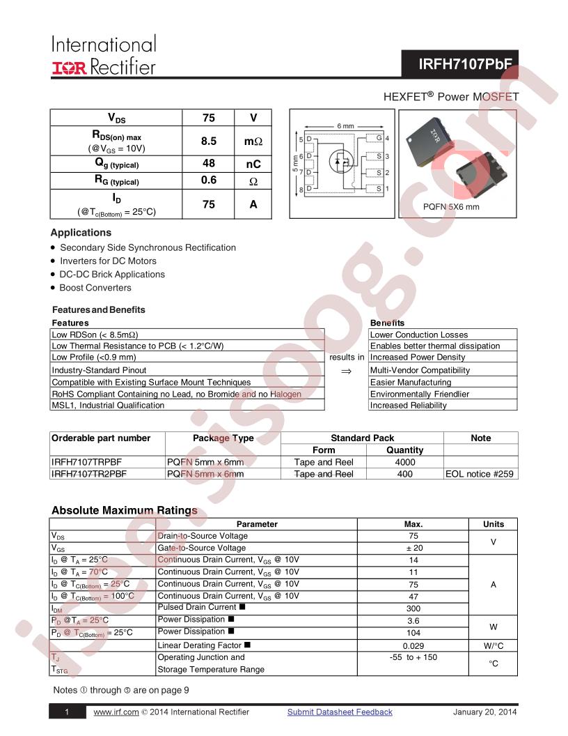 IRFH7107PBF