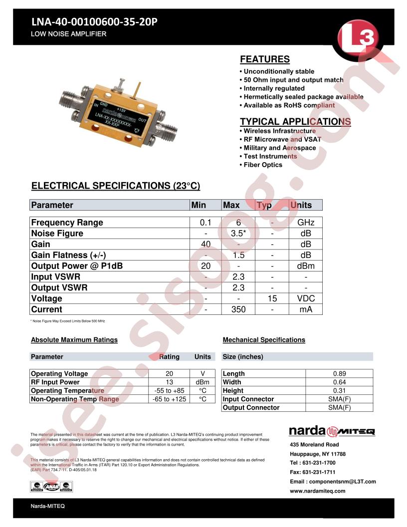 LNA-40-00100600-35-20P