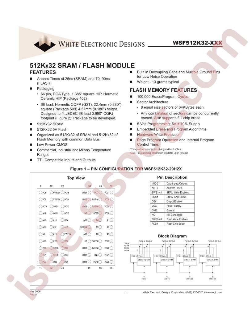 WSF512K32-29G2TCA