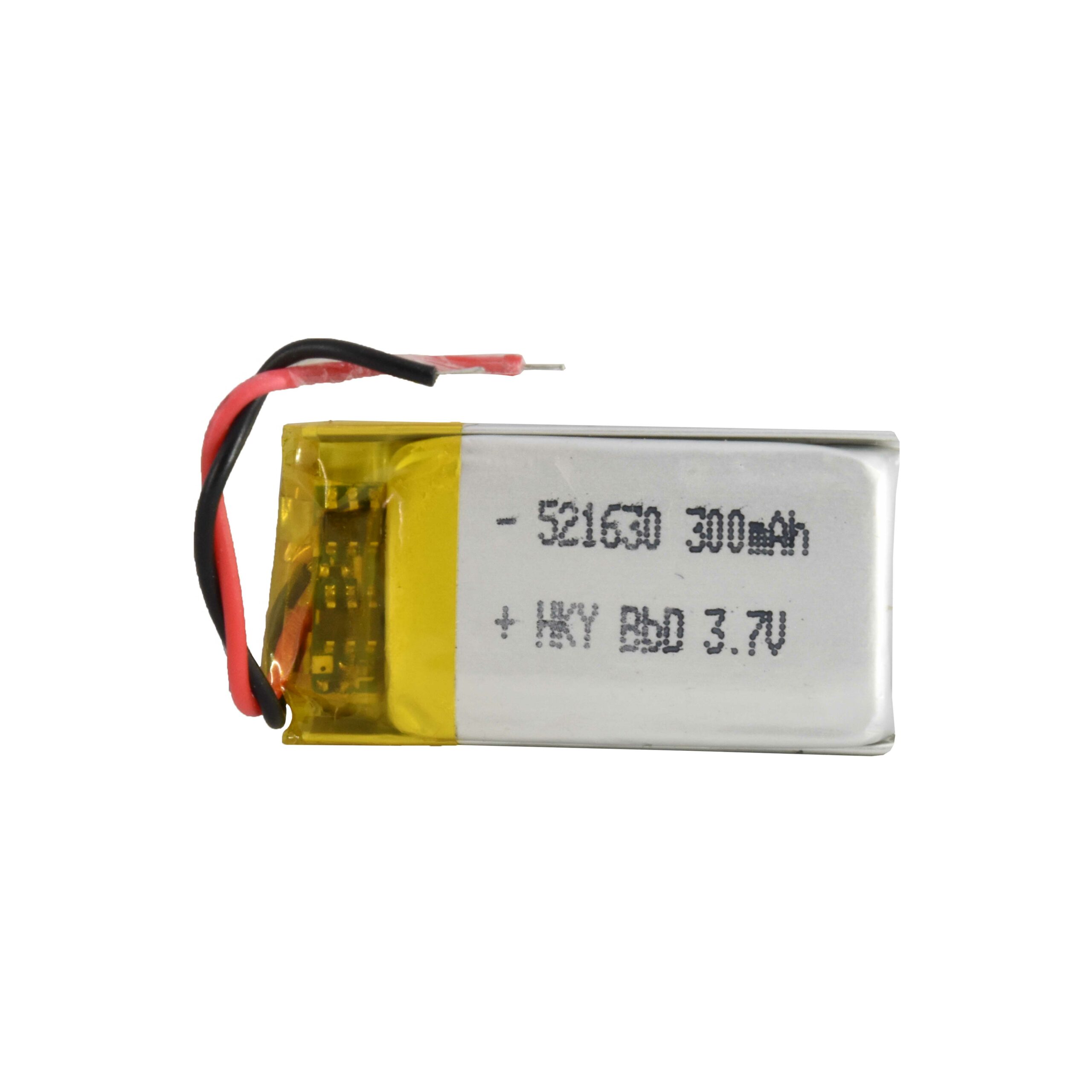باتری لیتیوم پلیمر 3.7v ظرفیت 300mA ابعاد 521630