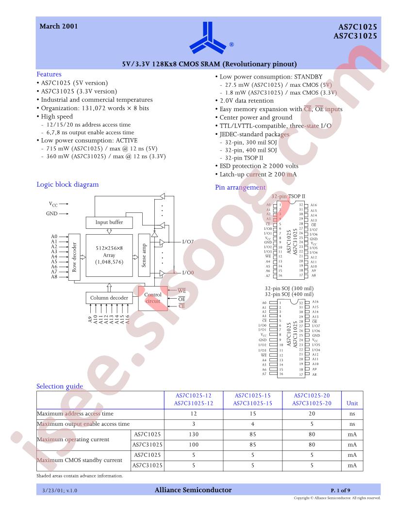 AS7C1025-12TC