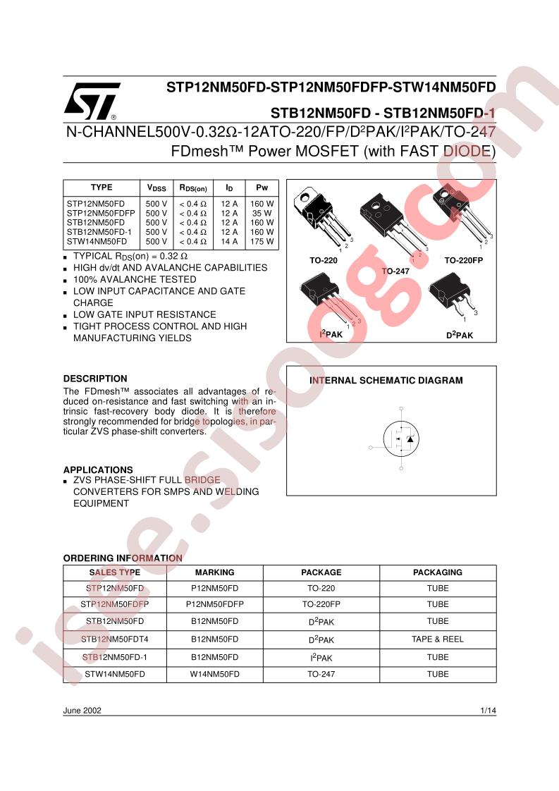 STB12NM50