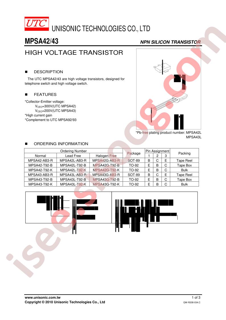 MPSA42-T92-B