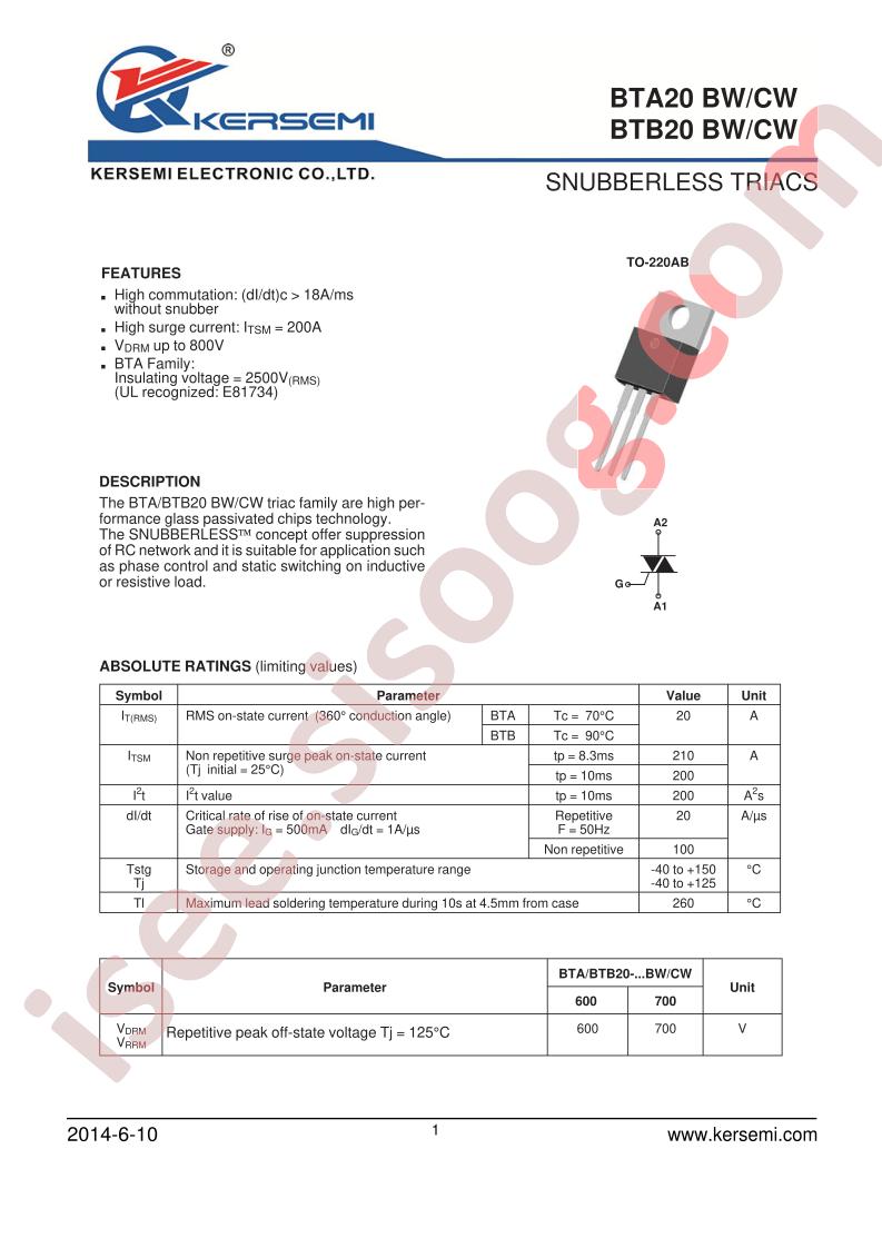 BTA20-700BW