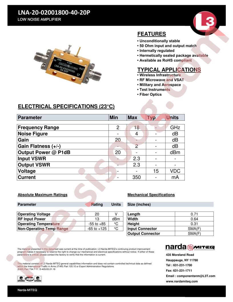 LNA-20-02001800-40-20P