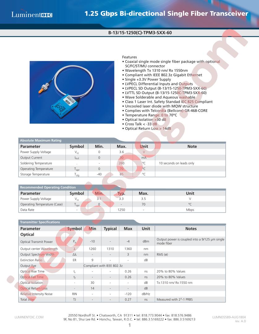 B-15-1250-TPM3-SSC-60