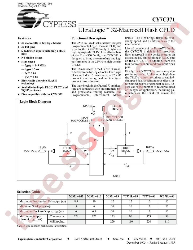 CY7C371-110AC