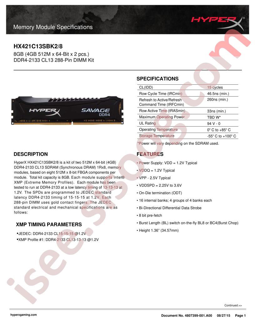 HX421C13SBK2-8
