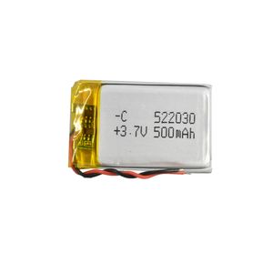 باتری لیتیوم پلیمر 3.7v ظرفیت 500mA ابعاد 522030