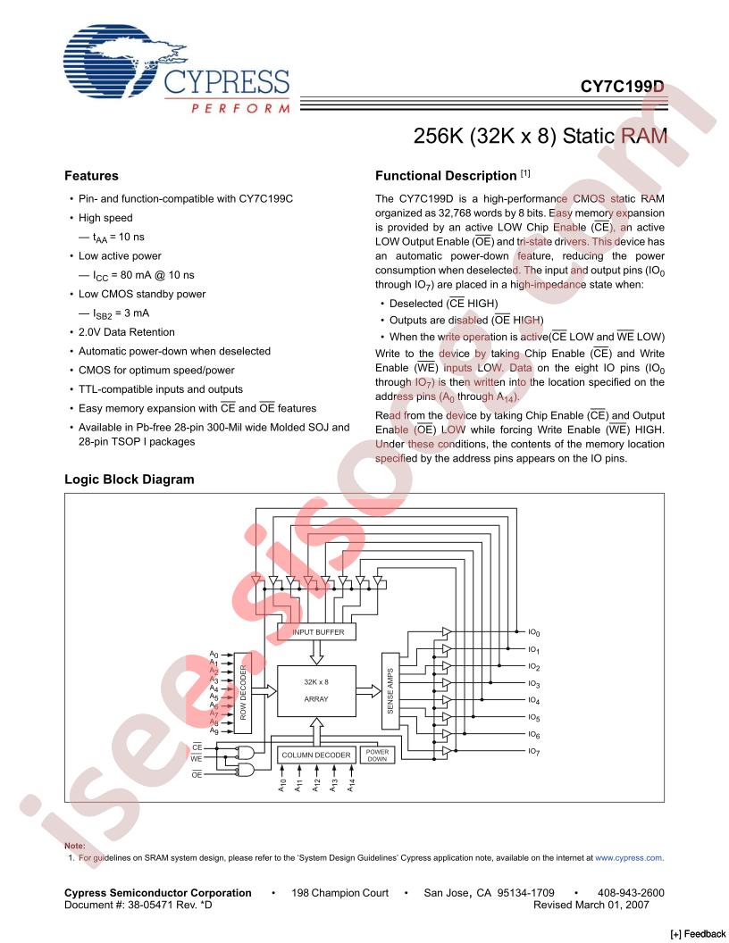 CY7C199D-10VXI