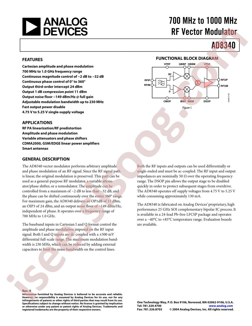 AD8340ACPZ-WP