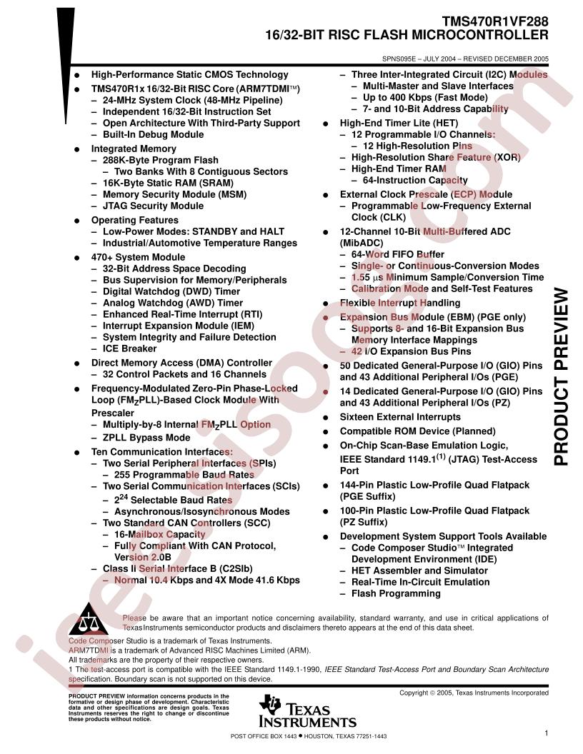 TMS470R1VF288