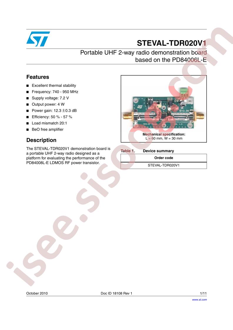 STEVAL-TDR020V1