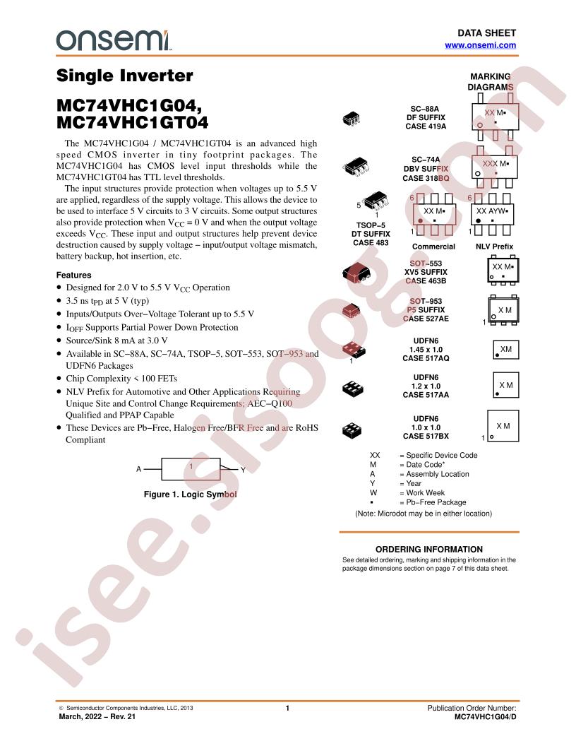 MC74VHC1GT04XV5T2G