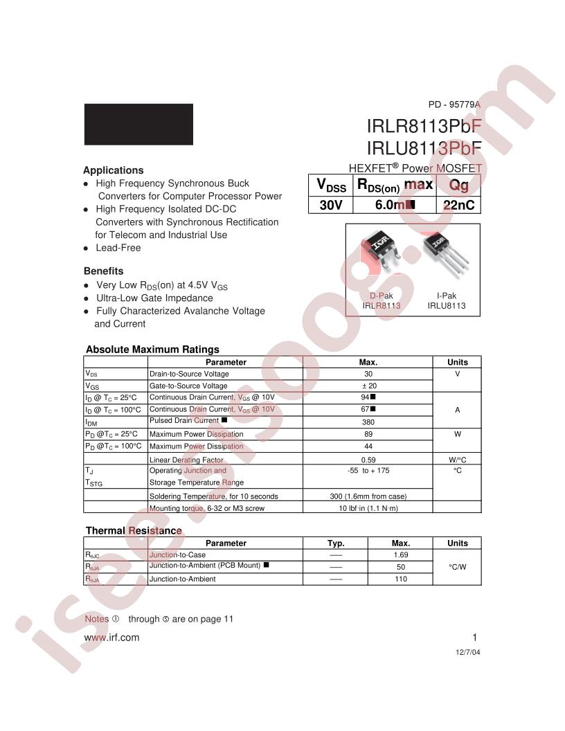 IRLR8113PBF