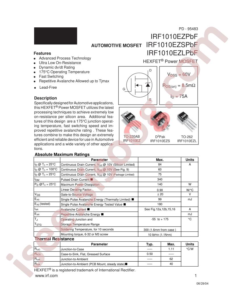 IRF1010EZPBF