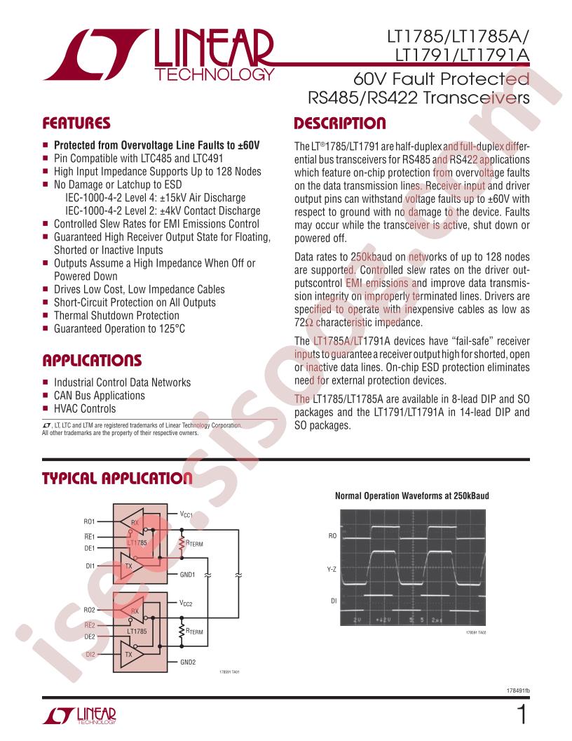 LT1785AIS8-TRPBF