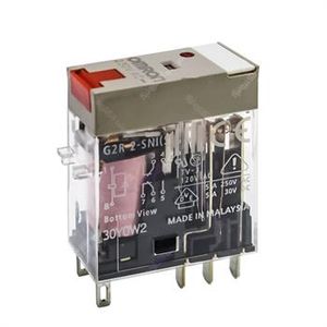 رله کتابی امرون شیشه ای 230 ولت 5 آمپر 8 پایه OMRON G2R-2SNI