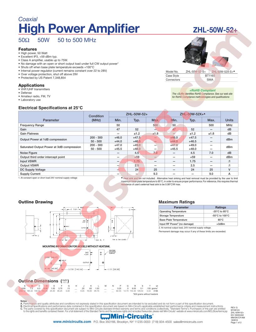 ZHL-50W-52-S+