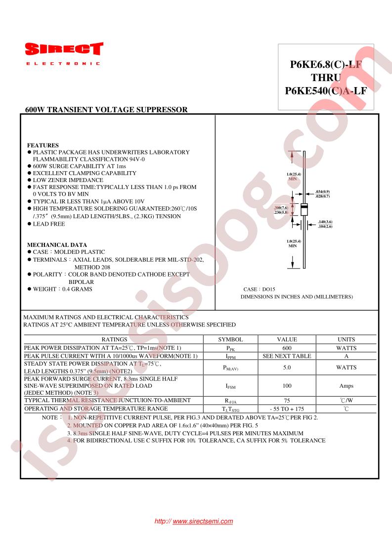 P6KE300CA-LF