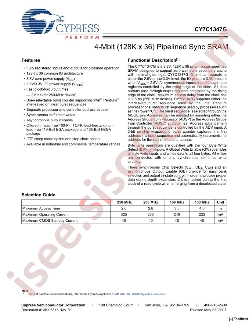 CY7C1347G-133AXC