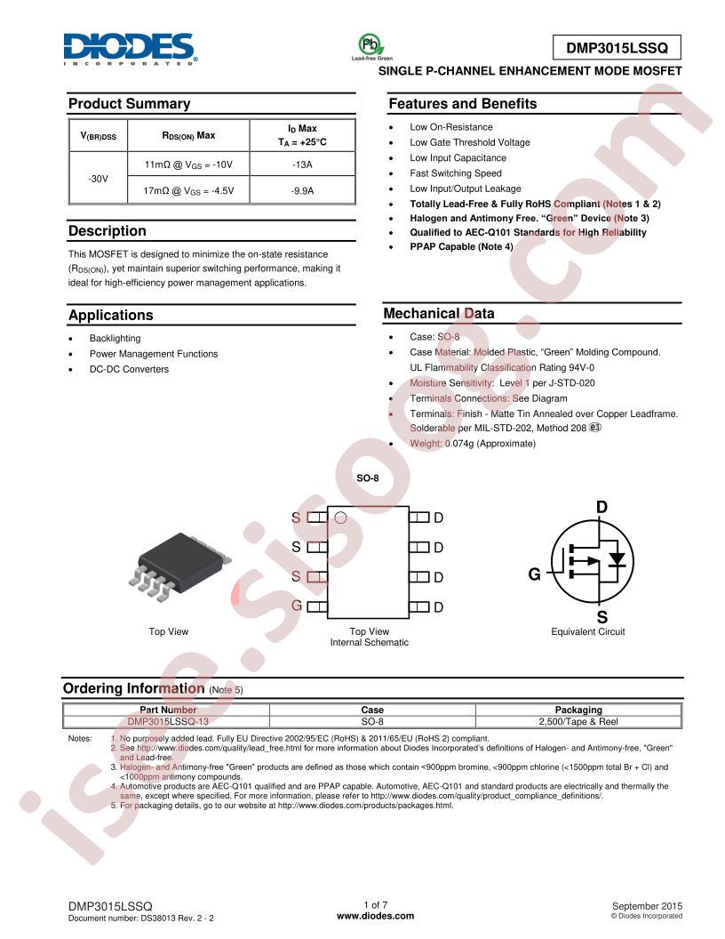 DMP3015LSSQ