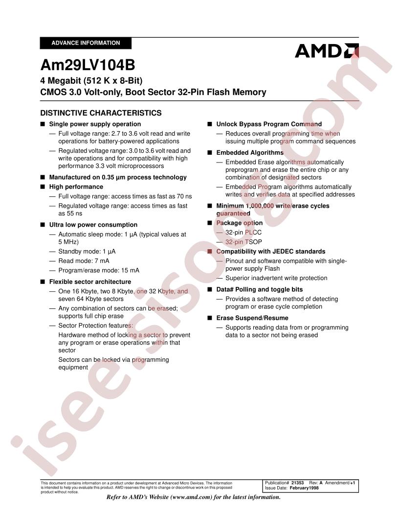 AM29LV104B