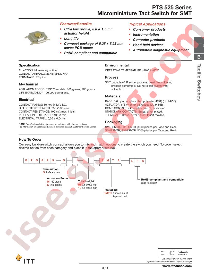 PTS525-S-M-10-SMTR-LFS