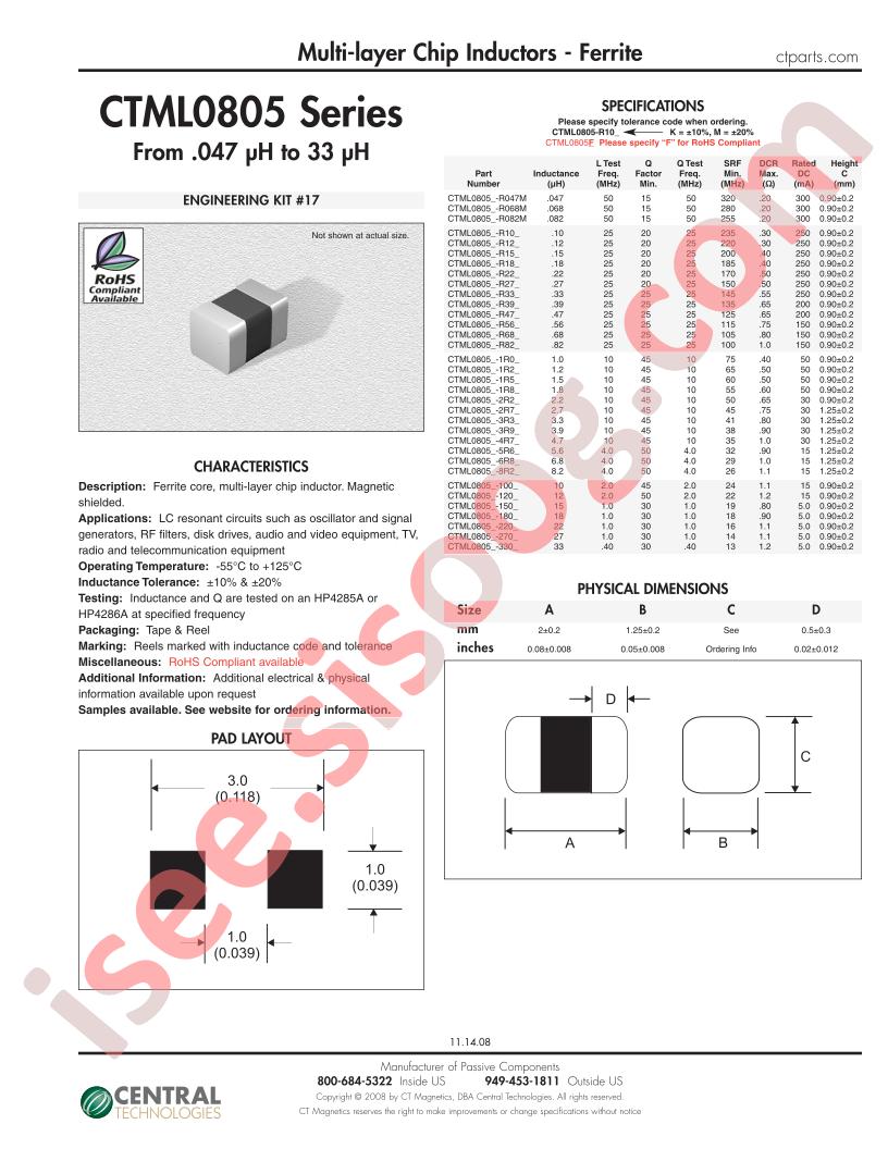 CTML0805-R33M