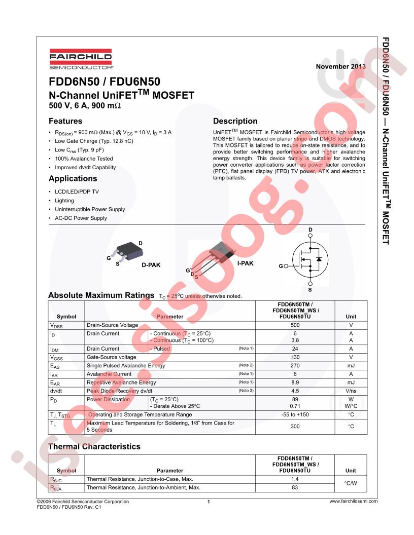 FDD6N50TMF085
