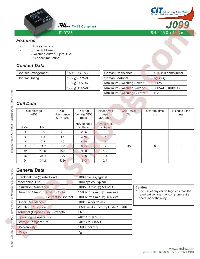 J0991AS12VDC.45