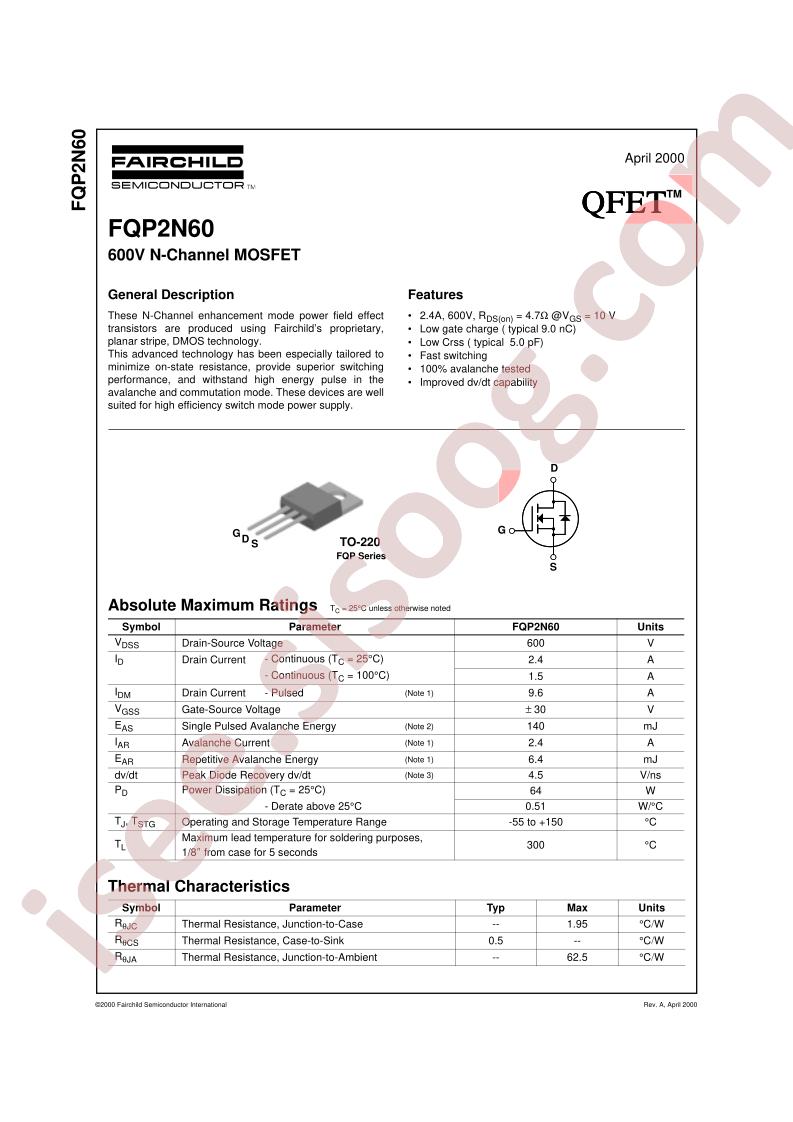 FQP2N60