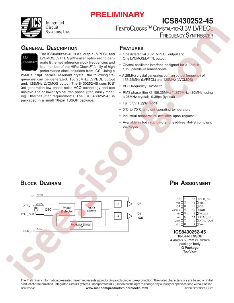 ICS8430252CG-45LFT