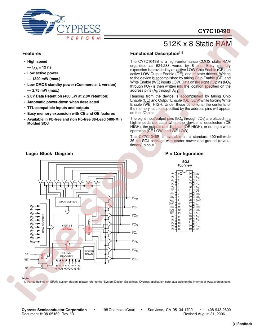 CY7C1049B-15VC