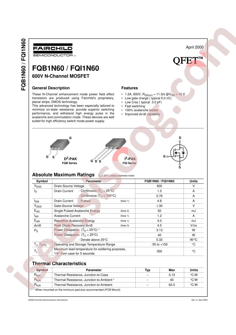 FQB1N60