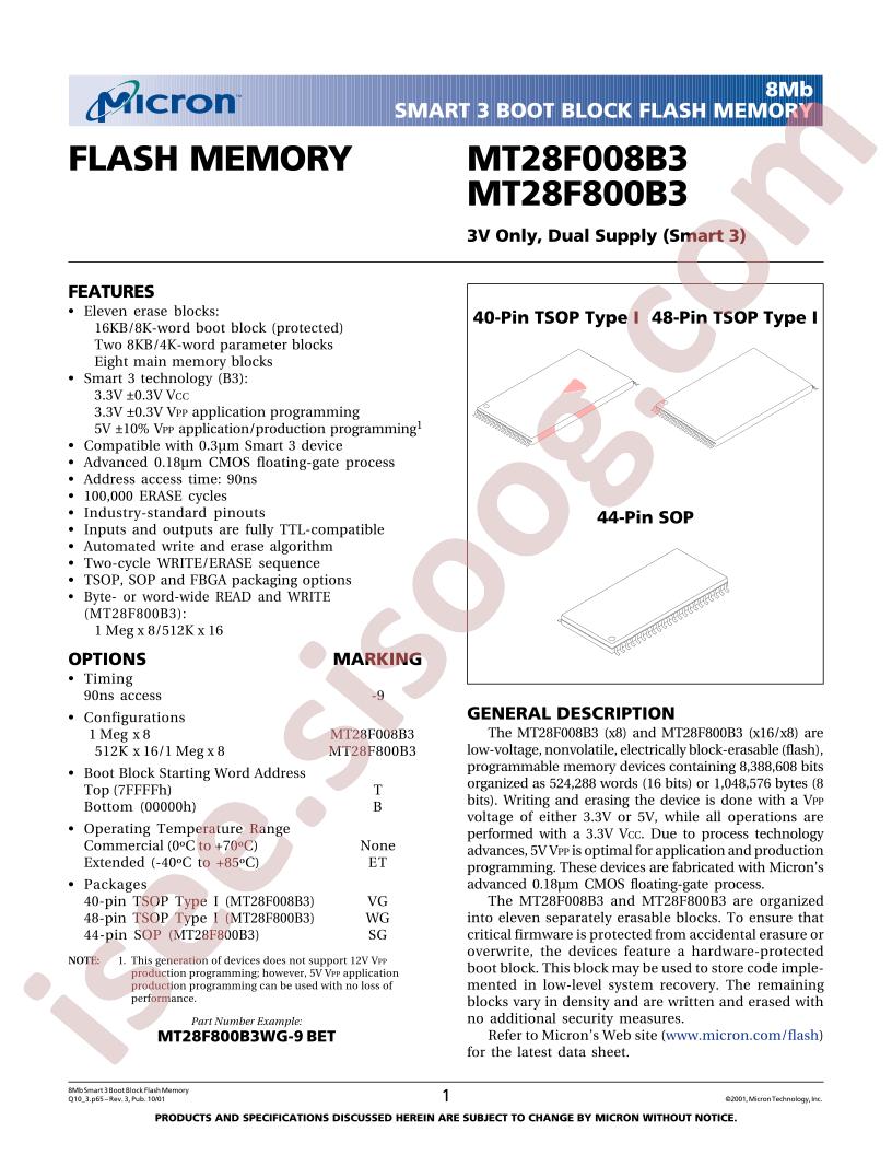 MT28F800B3SG-9BET