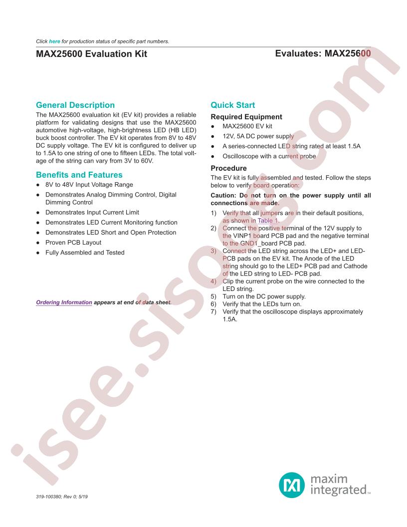MAX25600EVKIT