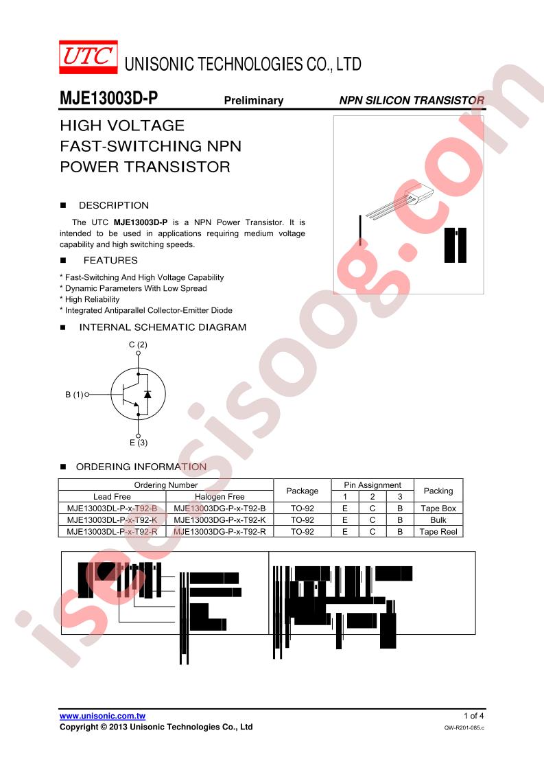 MJE13003DG-P-H-T92-K