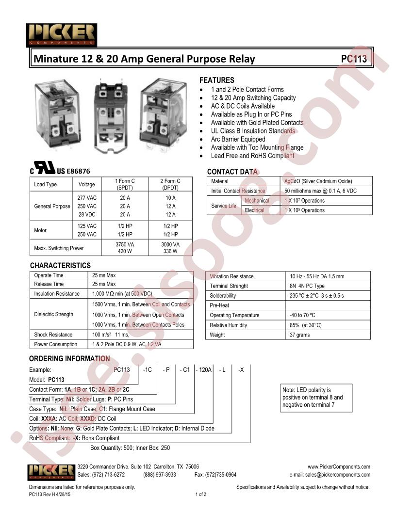 PC113-1C-P-C1-120A-NIL-X