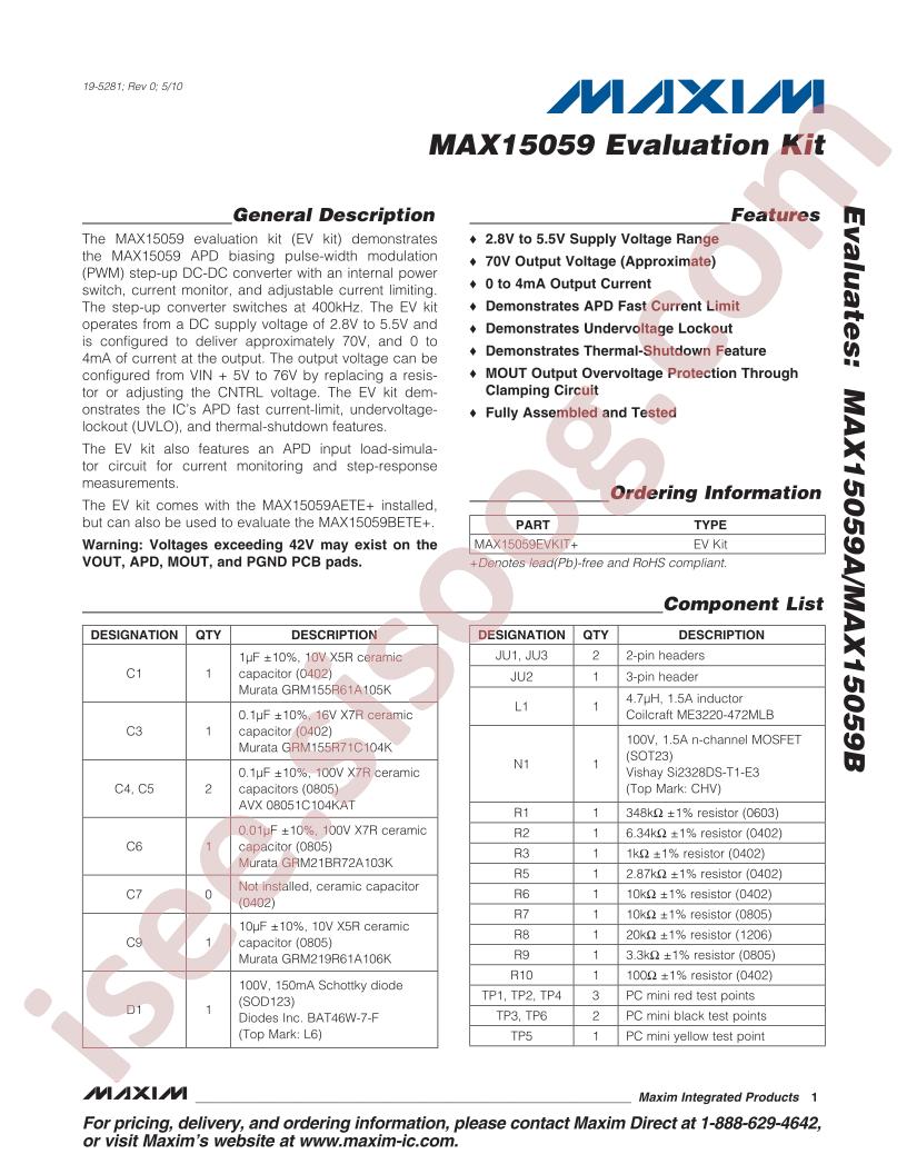 MAX15059EVKIT